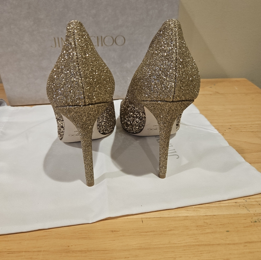 Jimmy Choo Women's Abel Gold Glitter Fabric - Picture 3 of 11